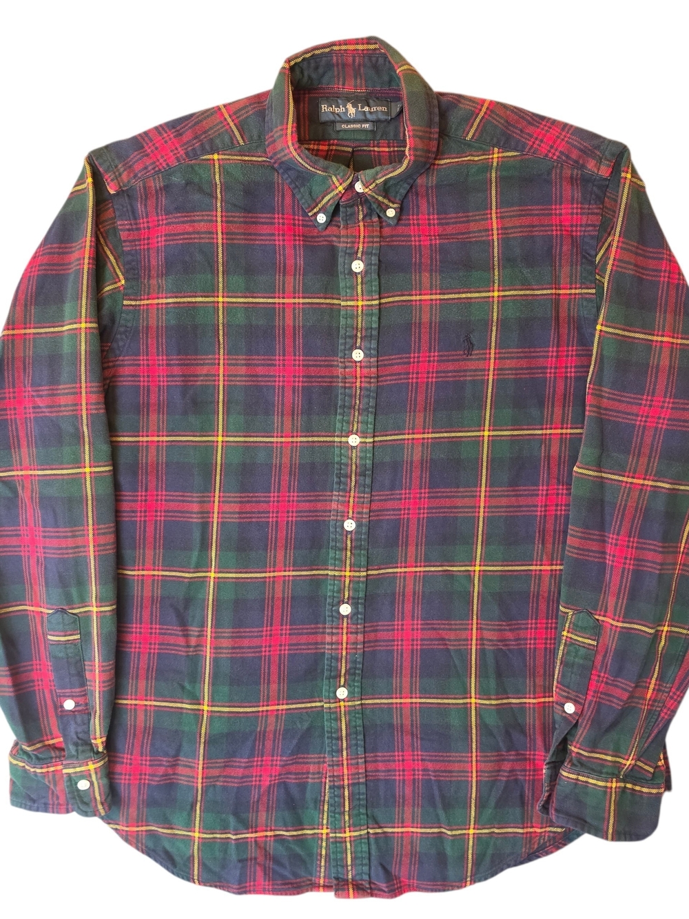 Ralph Lauren Men’s Shirt Large Red Green Plaid Flannel Preppy  Button-Down Shirt